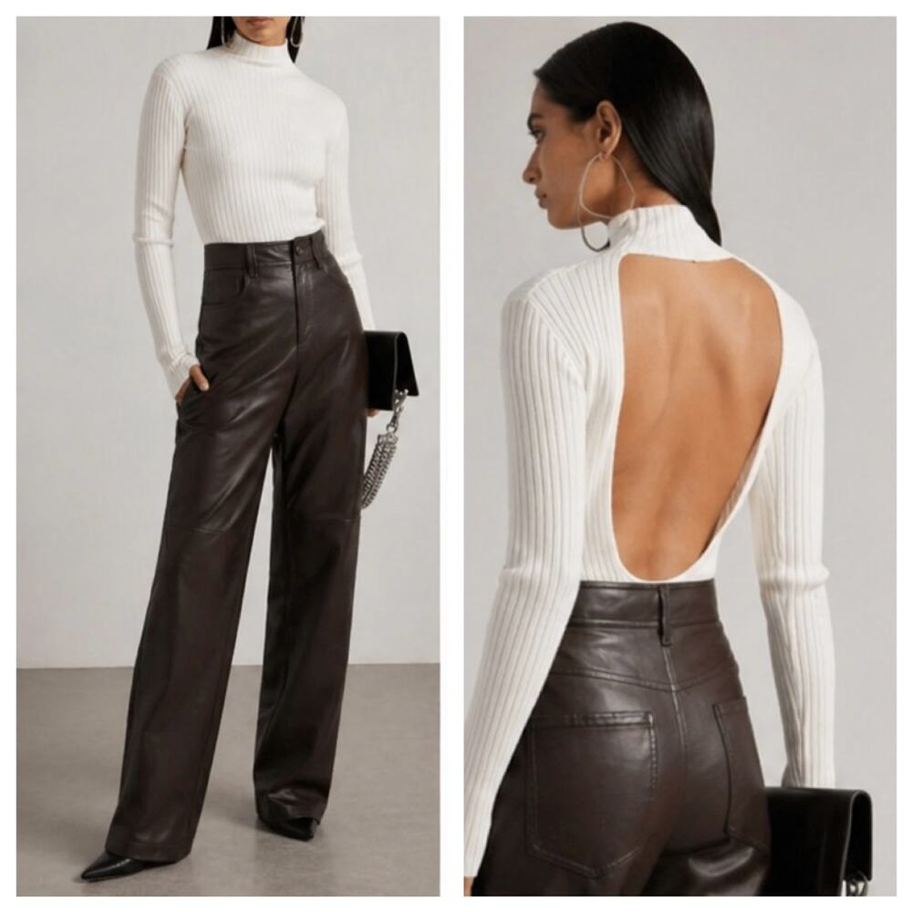 Dion Lee Cut-Out Wool Back Sweater Ivory M